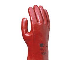 gant de protection en PVC rouge pour la manipulation de produits dangereux