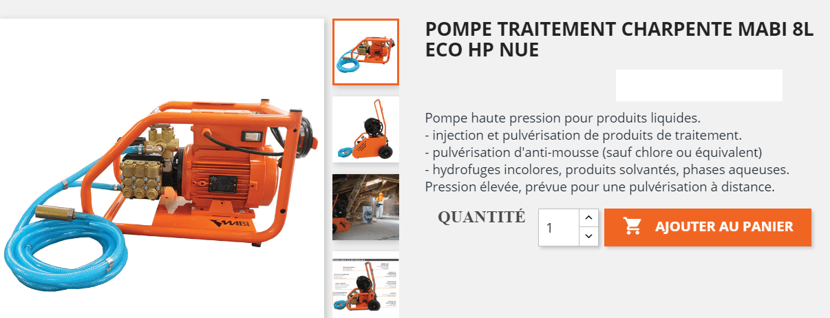 pompe traitement charpente haute pression