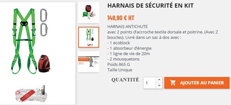 harnais de sécurité en kit mabi