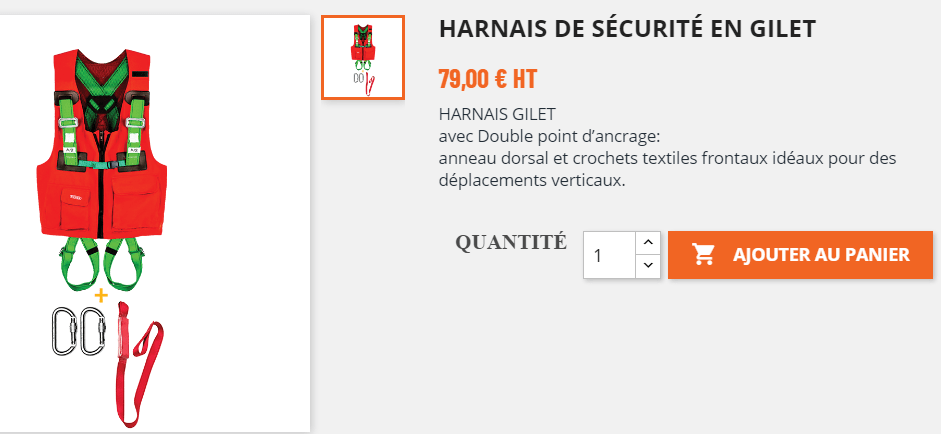 harnais de sécurité en gilet
