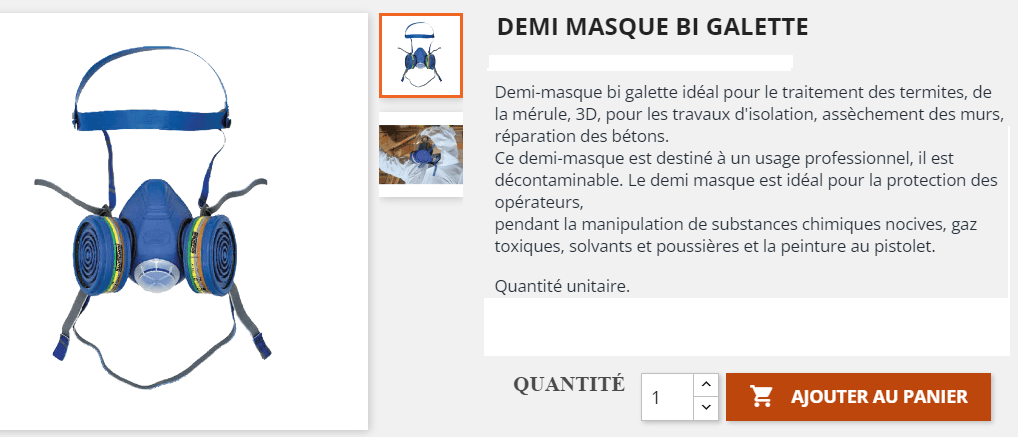 demi masque bi galette protection respiratoire poussiere